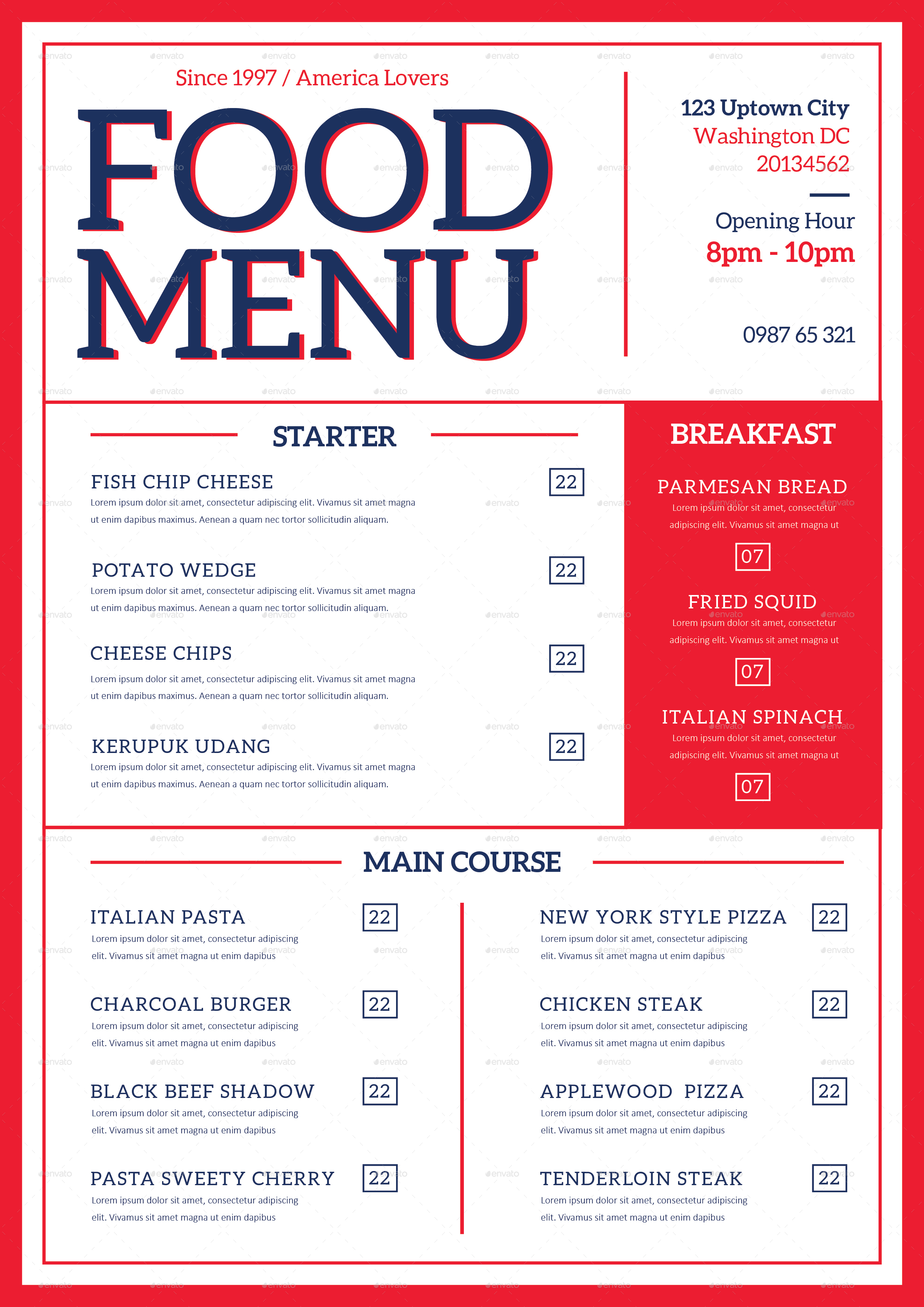 food menu modern food menu by tokosatsu graphicriver food menu modern food menu by tokosatsu graphicriver